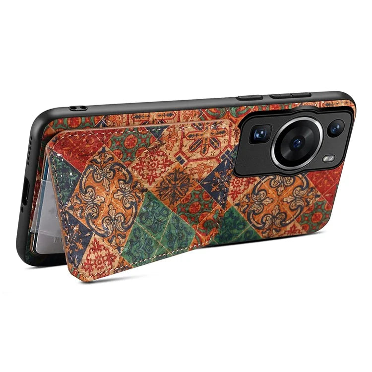 For Huawei P60 / P60 Pro Phone Case Hidden Card Holder Flower Pattern Back Cover