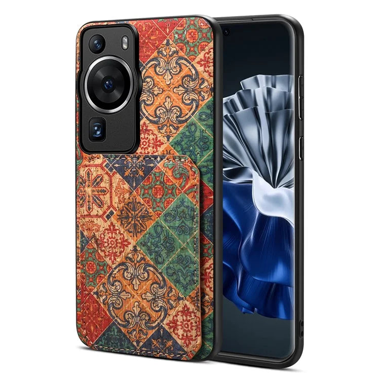 For Huawei P60 / P60 Pro Phone Case Hidden Card Holder Flower Pattern Back Cover