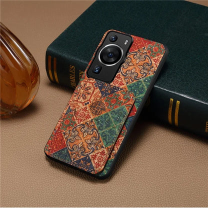 For Huawei P60 / P60 Pro Phone Case Hidden Card Holder Flower Pattern Back Cover