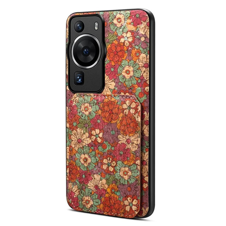 For Huawei P60 / P60 Pro Phone Case Hidden Card Holder Flower Pattern Back Cover
