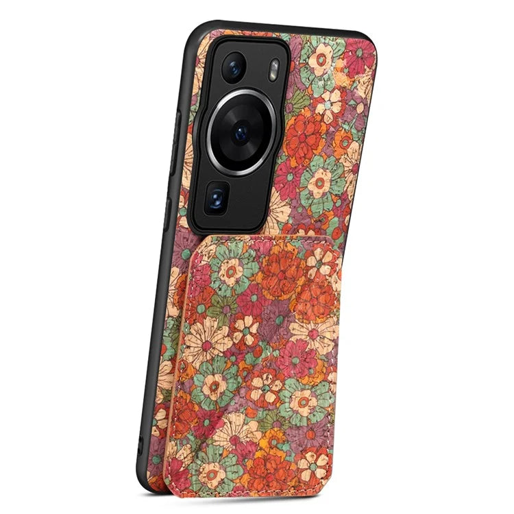 For Huawei P60 / P60 Pro Phone Case Hidden Card Holder Flower Pattern Back Cover