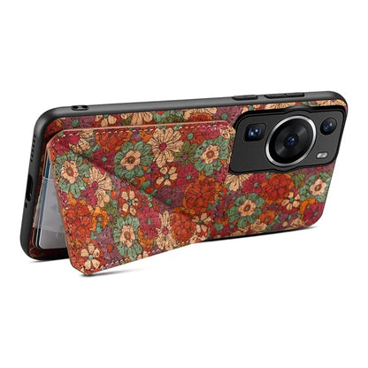For Huawei P60 / P60 Pro Phone Case Hidden Card Holder Flower Pattern Back Cover