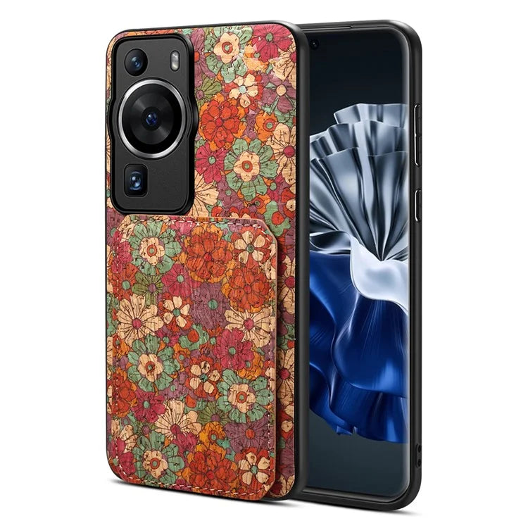 For Huawei P60 / P60 Pro Phone Case Hidden Card Holder Flower Pattern Back Cover