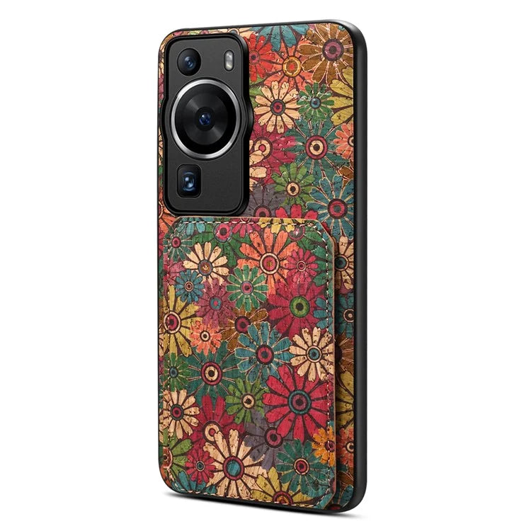 For Huawei P60 / P60 Pro Phone Case Hidden Card Holder Flower Pattern Back Cover