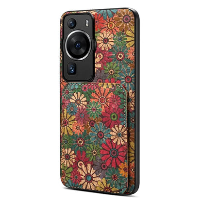 For Huawei P60 / P60 Pro Phone Case Hidden Card Holder Flower Pattern Back Cover