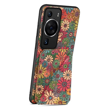For Huawei P60 / P60 Pro Phone Case Hidden Card Holder Flower Pattern Back Cover