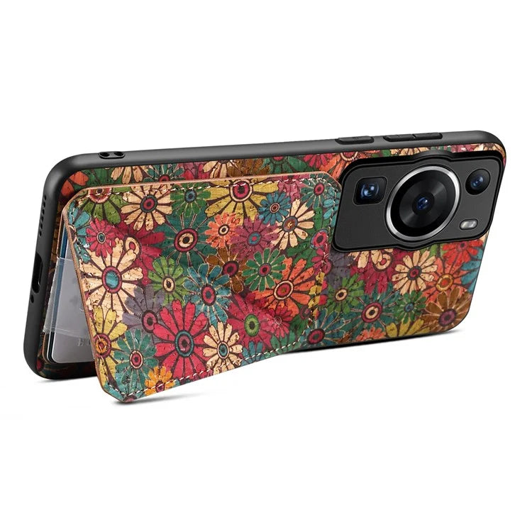 For Huawei P60 / P60 Pro Phone Case Hidden Card Holder Flower Pattern Back Cover