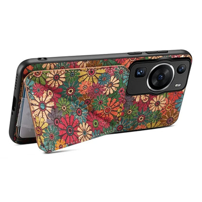 For Huawei P60 / P60 Pro Phone Case Hidden Card Holder Flower Pattern Back Cover