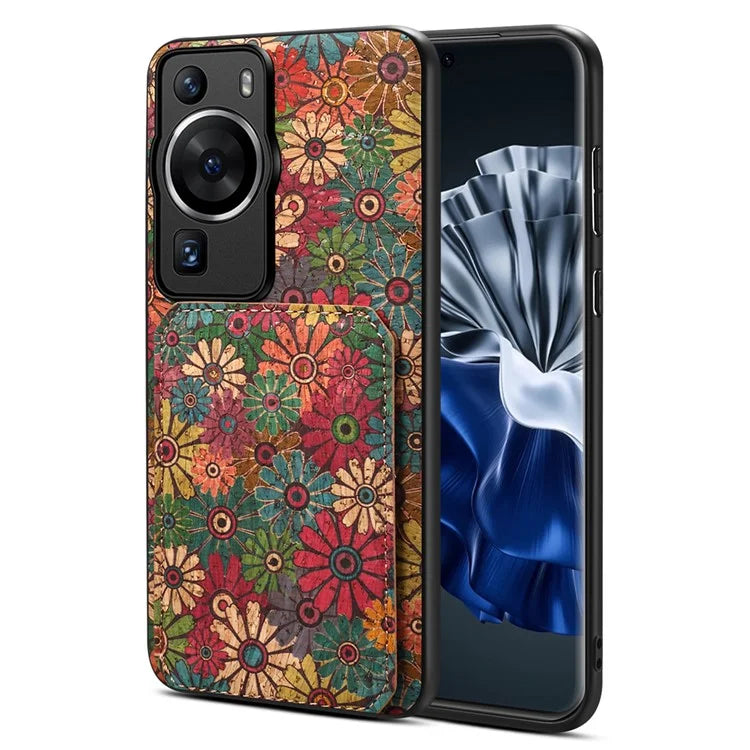 For Huawei P60 / P60 Pro Phone Case Hidden Card Holder Flower Pattern Back Cover