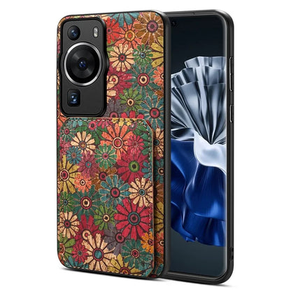 For Huawei P60 / P60 Pro Phone Case Hidden Card Holder Flower Pattern Back Cover