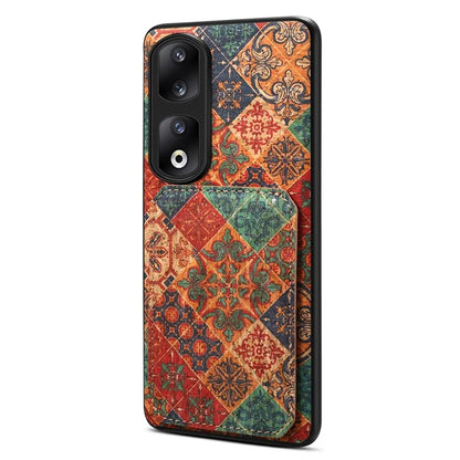 For Honor 90 Pro Kickstand Cover Flower Pattern Card Holder Protective Phone Case
