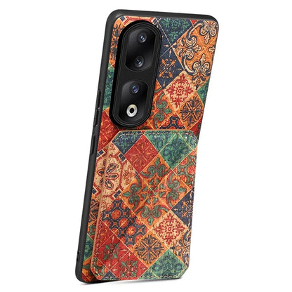 For Honor 90 Pro Kickstand Cover Flower Pattern Card Holder Protective Phone Case