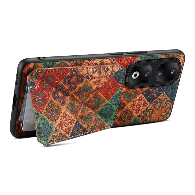 For Honor 90 Pro Kickstand Cover Flower Pattern Card Holder Protective Phone Case