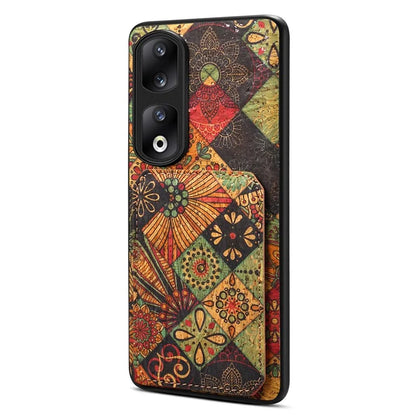 For Honor 90 Pro Kickstand Cover Flower Pattern Card Holder Protective Phone Case
