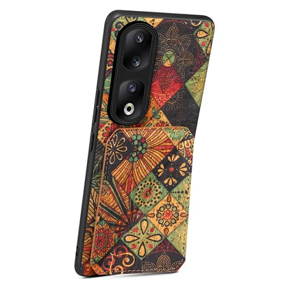 For Honor 90 Pro Kickstand Cover Flower Pattern Card Holder Protective Phone Case