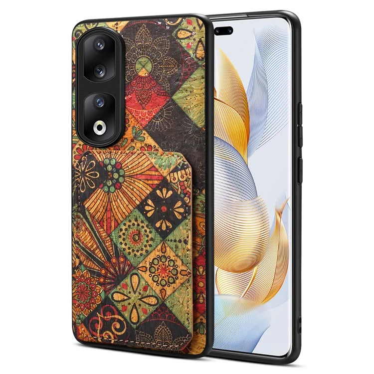For Honor 90 Pro Kickstand Cover Flower Pattern Card Holder Protective Phone Case