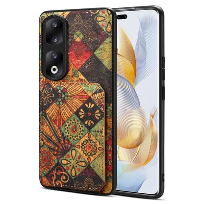 For Honor 90 Pro Kickstand Cover Flower Pattern Card Holder Protective Phone Case