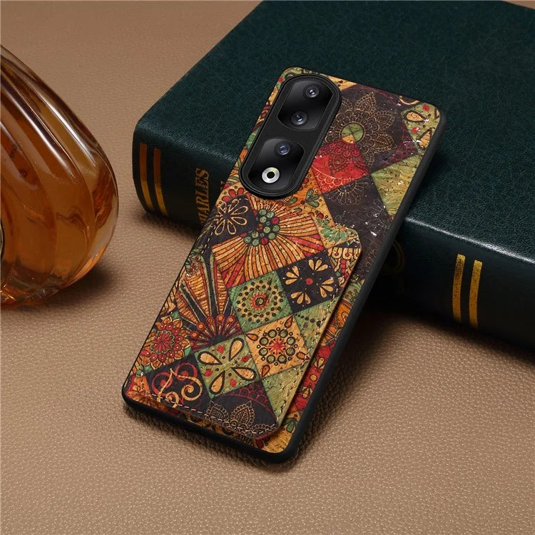 For Honor 90 Pro Kickstand Cover Flower Pattern Card Holder Protective Phone Case