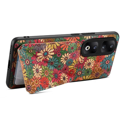 For Honor 90 Pro Kickstand Cover Flower Pattern Card Holder Protective Phone Case