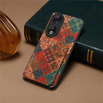 For Honor 90 Flower Pattern Leather Case Card Holder Kickstand Shockproof Cover