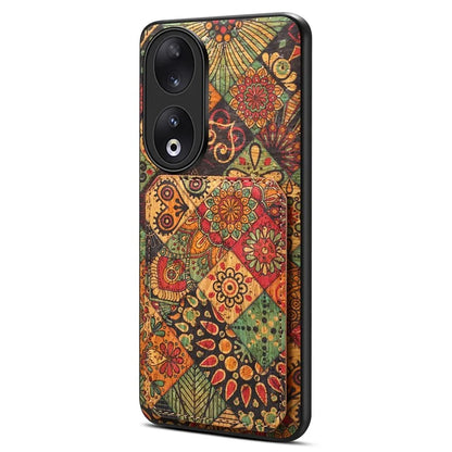For Honor 90 Flower Pattern Leather Case Card Holder Kickstand Shockproof Cover