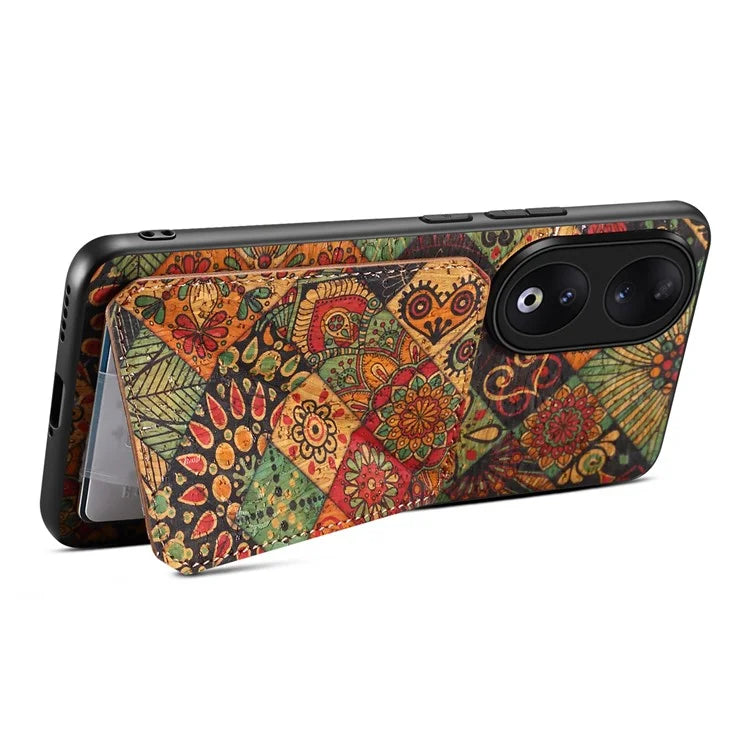 For Honor 90 Flower Pattern Leather Case Card Holder Kickstand Shockproof Cover