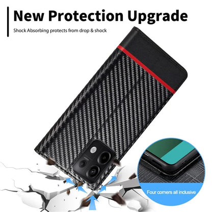 LC.IMEEKE For Xiaomi Redmi Note 13 4G Wallet Case Carbon Fiber Texture Leather Flip Phone Cover