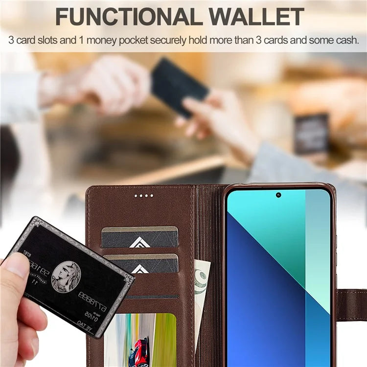 LC.IMEEKE For Xiaomi Redmi Note 13 4G Wallet Case Calf Texture Leather Folio Phone Cover