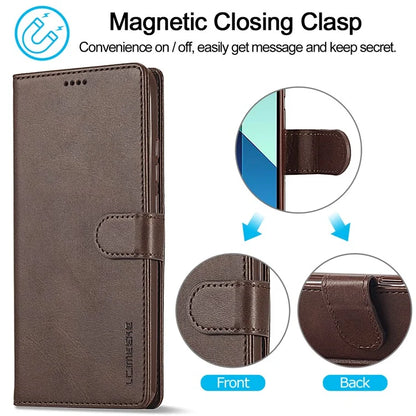 LC.IMEEKE For Xiaomi Redmi Note 13 4G Wallet Case Calf Texture Leather Folio Phone Cover