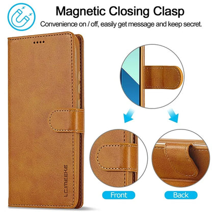 LC.IMEEKE For Xiaomi Redmi Note 13 4G Wallet Case Calf Texture Leather Folio Phone Cover