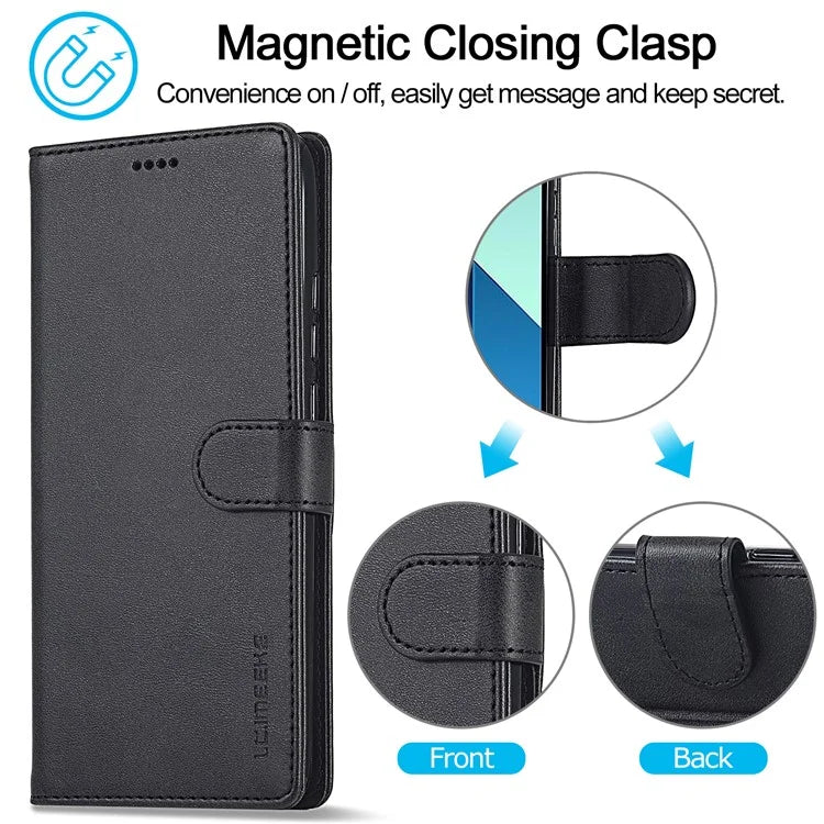 LC.IMEEKE For Xiaomi Redmi Note 13 Pro 4G / Poco M6 Pro 4G Leather Case Folio Stand View Phone Cover