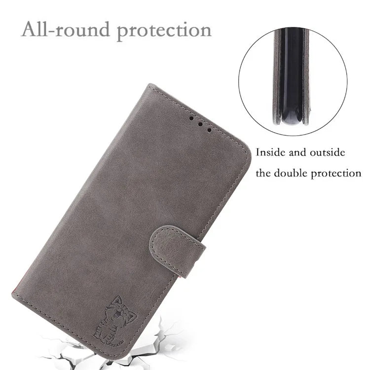 For Samsung Galaxy S24 Cell Phone Case Imprinted Cat Pattern PU Leather Cover