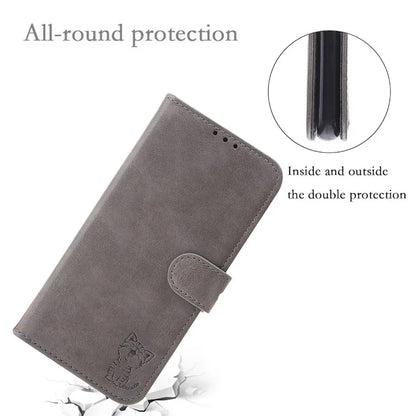 For Samsung Galaxy S24 Cell Phone Case Imprinted Cat Pattern PU Leather Cover