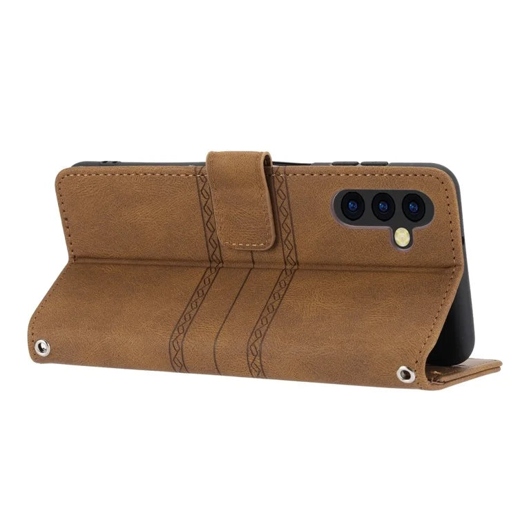 For Samsung Galaxy S24+ Phone Case Anti-scratch PU Leather+TPU Imprinted Cover