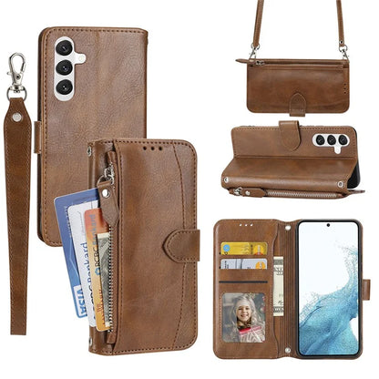 For Samsung Galaxy A15 4G / A15 5G Case Zipper Pocket Phone Protector with Crossbody Shoulder Strap