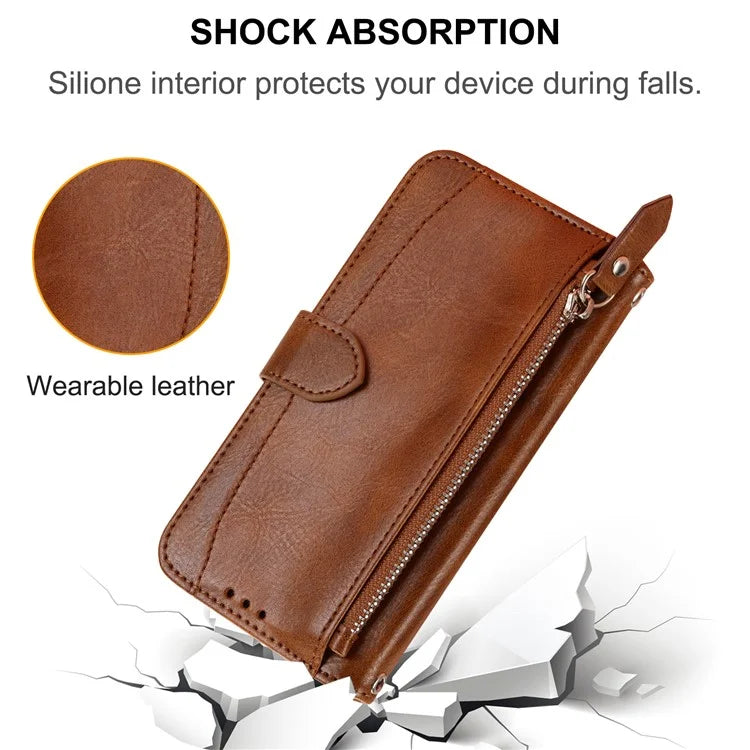 For Samsung Galaxy A15 4G / A15 5G Case Zipper Pocket Phone Protector with Crossbody Shoulder Strap