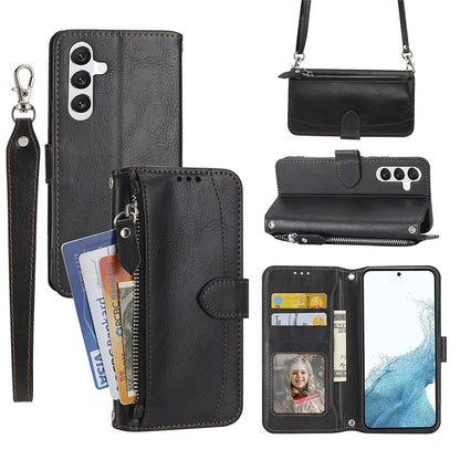 For Samsung Galaxy A15 4G / A15 5G Case Zipper Pocket Phone Protector with Crossbody Shoulder Strap