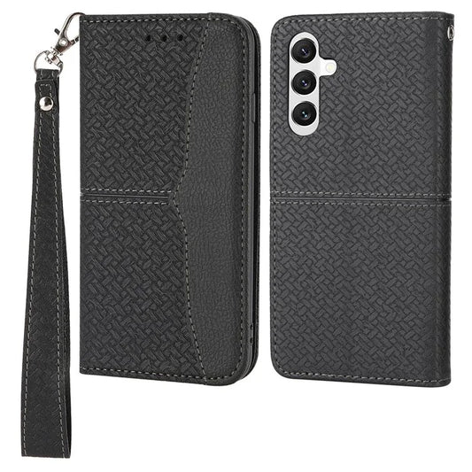 For Samsung Galaxy A15 4G / Galaxy A15 5G Magnetic Phone Case Woven Texture Folio Stand Cover