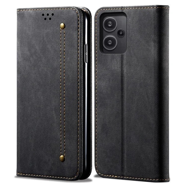 For Xiaomi Redmi Note 13 Pro+ 5G Phone Case Jeans Cloth Texture Leather Cover