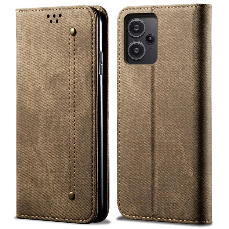 For Xiaomi Redmi Note 13 Pro+ 5G Phone Case Jeans Cloth Texture Leather Cover