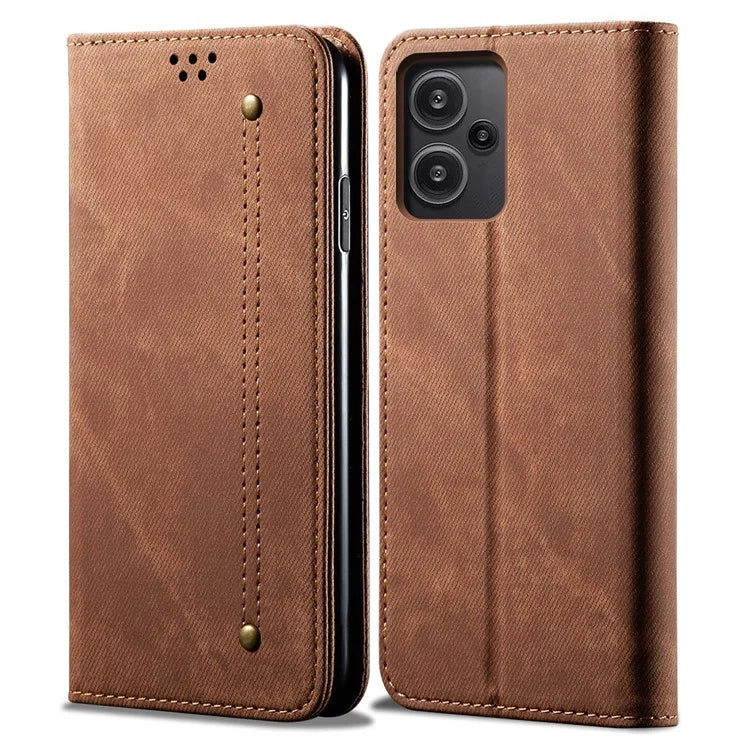 For Xiaomi Redmi Note 13 Pro+ 5G Phone Case Jeans Cloth Texture Leather Cover