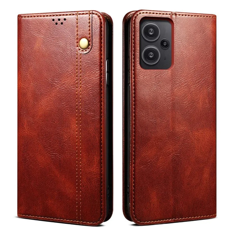 For Xiaomi Redmi Note 13 Pro+ 5G Phone Case Waxy Crazy Horse Texture Wallet Cover
