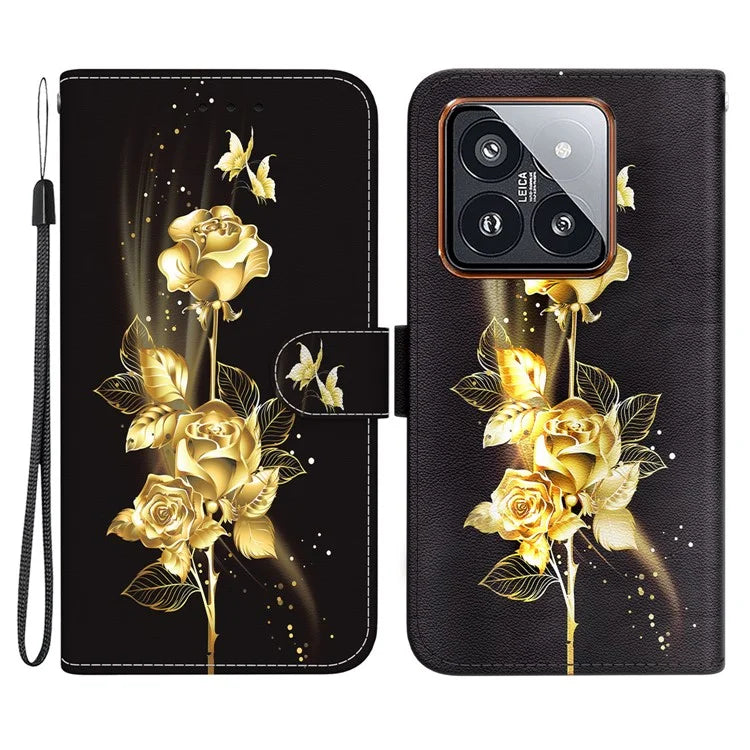 For Xiaomi 14 Pro Phone Case Leather Phone Cover with Wrist Strap