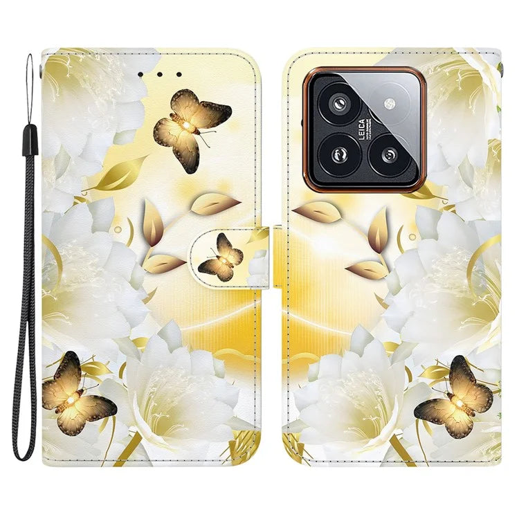 For Xiaomi 14 Pro Phone Case Leather Phone Cover with Wrist Strap