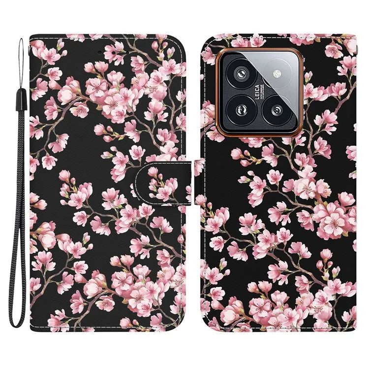 For Xiaomi 14 Pro Phone Case Leather Phone Cover with Wrist Strap