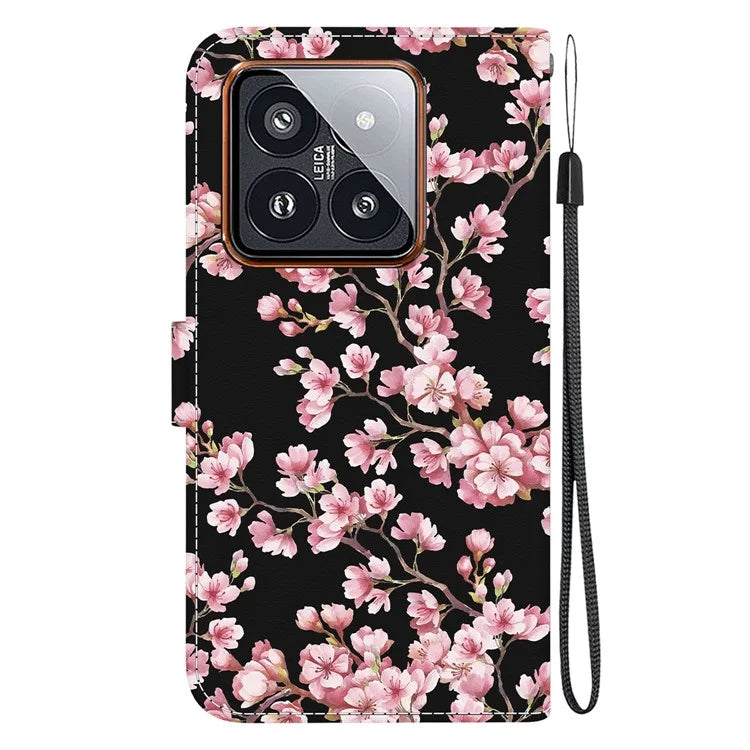 For Xiaomi 14 Pro Phone Case Leather Phone Cover with Wrist Strap