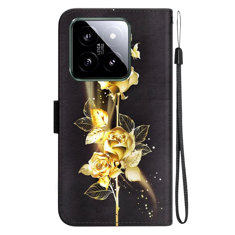For Xiaomi 14 Phone Case Pattern Printing Wallet Leather Cover