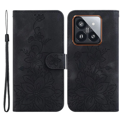 For Xiaomi 14 Pro Wallet Case Flower Imprinted Phone Cover