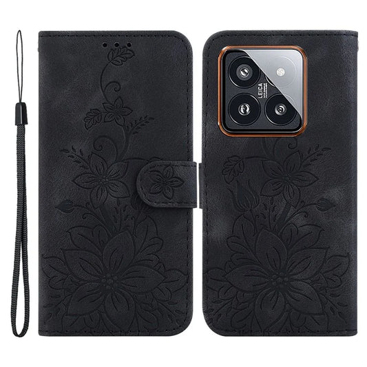 For Xiaomi 14 Pro Wallet Case Flower Imprinted Phone Cover