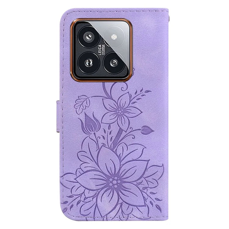 For Xiaomi 14 Pro Wallet Case Flower Imprinted Phone Cover